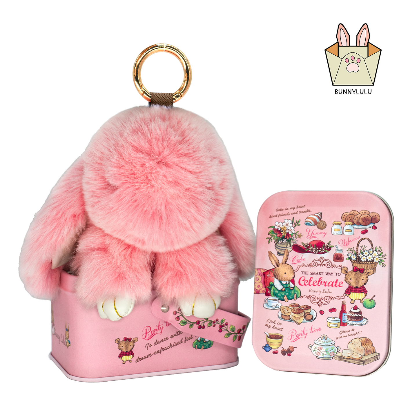 BUNNYLULU Pompón de conejo, llavero, accesorios de moda, colgante para teléfono