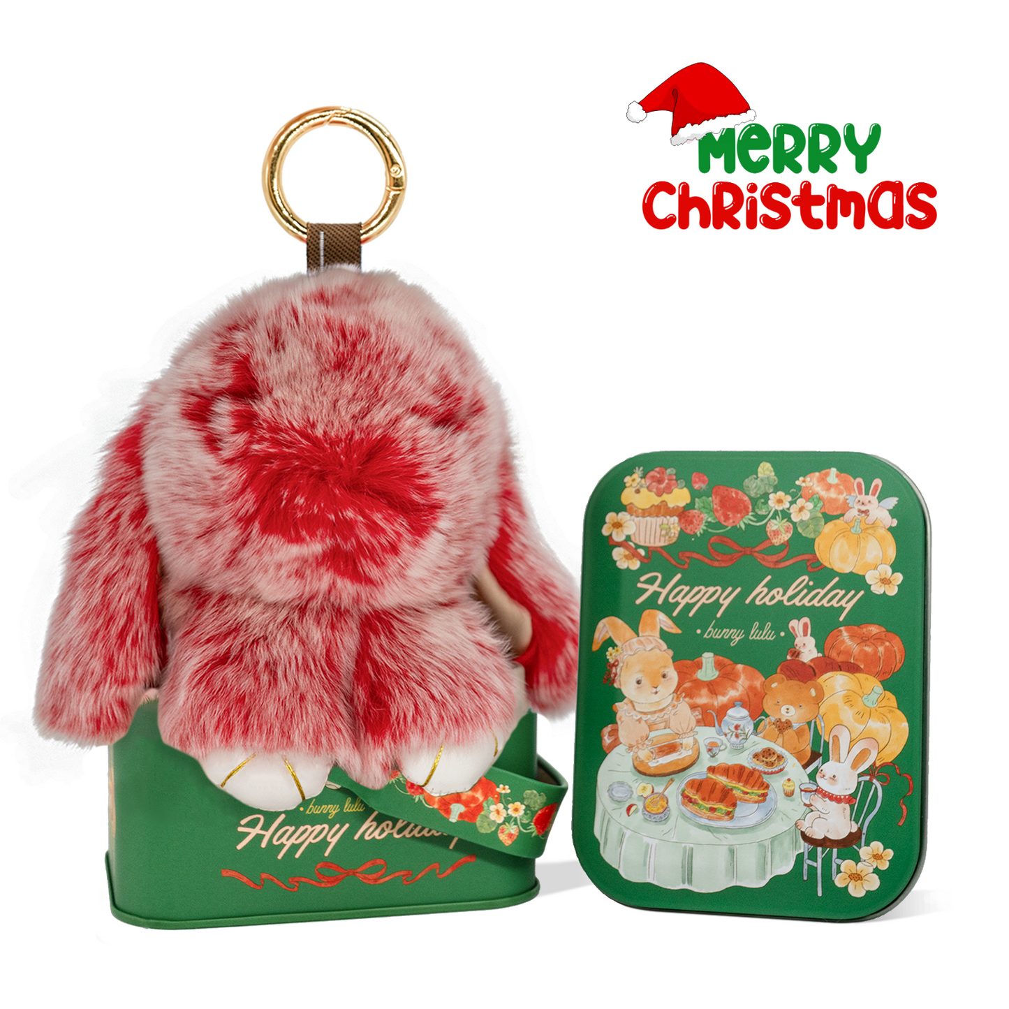 【BunnyLulu】 Handmade Bunny Pompom with Gift Tin Box, Keychain, Fashion Accessories, Gifts for Girls Women Kids