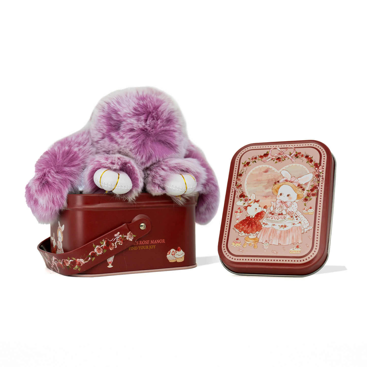 【BunnyLulu】 Handmade Bunny Pompom with Gift Tin Box, Keychain, Fashion Accessories, Gifts for Girls Women Kids