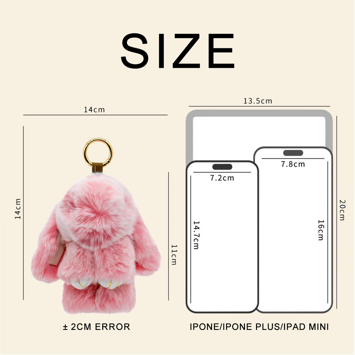 BUNNYLULU Pompón de conejo, llavero, accesorios de moda, colgante para teléfono